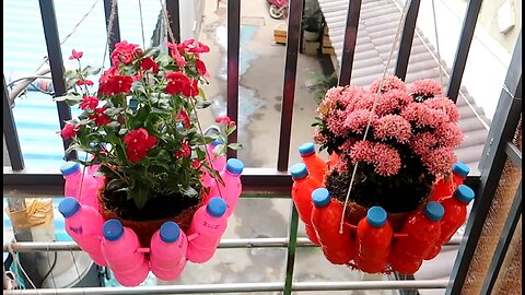 Amazing plastic bottle recycling idea, hanging flower pots