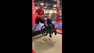 Who says you can't jump on a trampoline in a wheelchair?