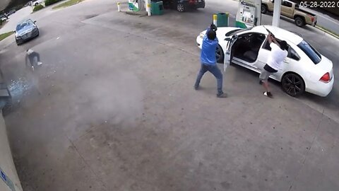 Man Runs for His Life After Gunshots Fired at Gas Station Scared moments captured on camera 2023