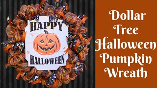 Dollar Tree Halloween Crafts: Dollar Tree Halloween Pumpkin Wreath