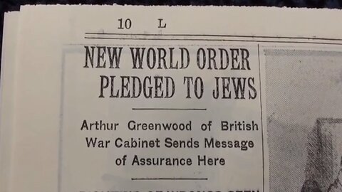 📰 THE NEW YORK TIMES OCTOBER 6, 1940: NEW WORLD ORDER PLEDGED TO JEWS ✡️