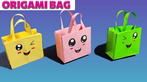 Origami Paper Bag / How To Make Paper Bags with Handles Origami Gift Bags / Paper craft school hack