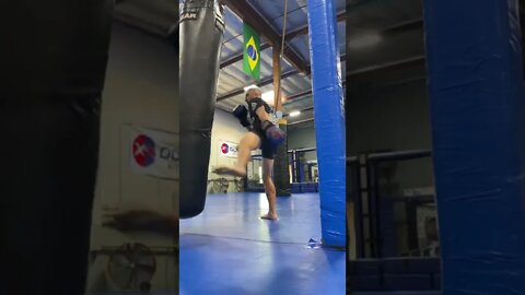 Heavy Bag Combo Double Jab Inside Leg Kick Cross Hook Right Kick