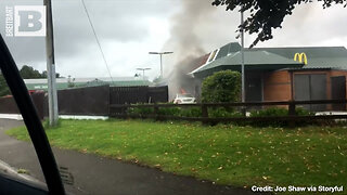 FIRE TO GO! McDonald's in Ireland IGNITES from Car on Fire in Parking Lot