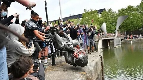 Black Lives Matter In Bristol, UK Throw Slave Trader Statue In River