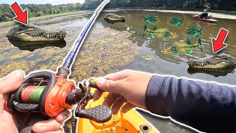 (BIG FISH CAUGHT) Fishing in ALLIGATOR-INFECTED Waters with a New Hobie Kayak