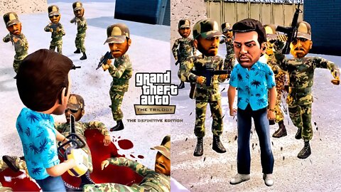 Police & Army Fight in GTA Vice City Definitive Edition Triology | Epic Fight
