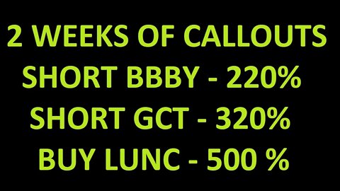 IVE CALLED OUT 3 220%-500% CALLS IN LESS THAN 2 WEEKS W/RECEITS. SHOW ME YOUR BIG MONEY RETURNS!