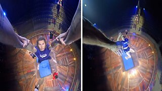 Daring acrobat shows his view of Cirque du Soleil's gravity-defying catch sequence