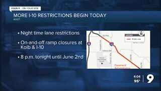 I-10 lane restrictions are in effect