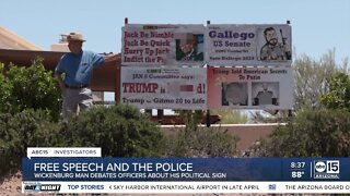 Political sign lands veteran in free speech debate with police