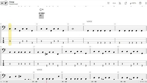 RadioHead - creep (Bass TAB)