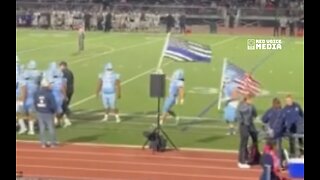 HS Football Players Defy Superintendent's Anti-Police Dictate - Proudly Fly Thin Blue Line Flag