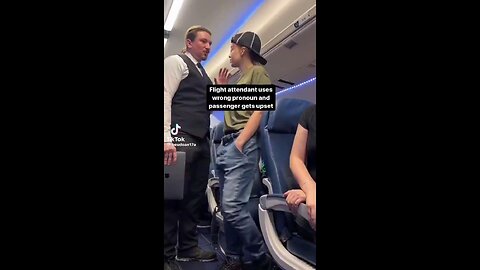 Clown World Flight attendant uses wrong pronoun and passenger gets upset