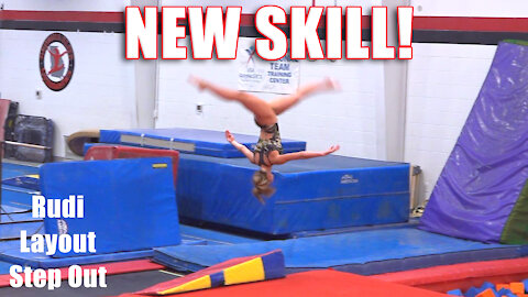 NEW SKILL! | Rudi Layout Step Out | Whitney Bjerken Gymnastics