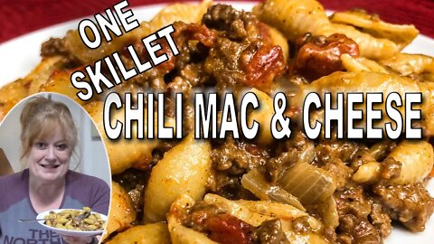 ONE SKILLET CHILI MAC & CHEESE RECIPE | How to make Chili Mac & Cheese in 30 minutes
