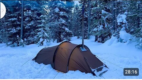 Hot Tent Camping in Heavy snowfall #