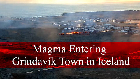 Volcanic Eruption - Magma Entering Grindavík Town in Iceland