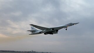 Take-off of a Russian Tupolev Tu-160 "Blackjack" supersonic strategic bomber.