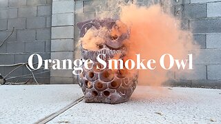 Orange Smoke Bomb Inside of a Terra Cotta Owl (With Drumming Sound)