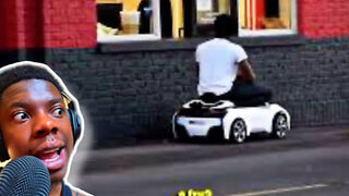 Kanel Joseph Uses TOY Car To Order At The Drive Thru