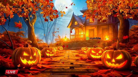 Cozy Autumn Porch Halloween Ambience 🍂with Spooky Halloween Background Music🎃 Halloween