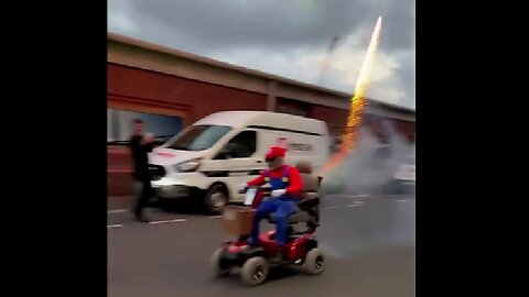 mario cart, mobility scooter, race, fireworks, rebel,