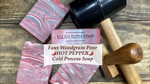 Making 🌶HOT PEPPER🌶Cold Process Soap - Woodgrain Swirl/Pour + How to Steam Tops | Ellen Ruth Soap