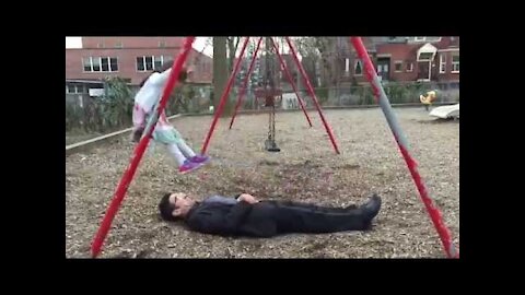 Awesome dad perfects swing stunt at the park awesome moment