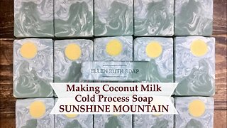 Making SUNSHINE MOUNTAIN Coconut Milk CP Soap w/ Shaped Mountains & Sun Embeds | Ellen Ruth Soap