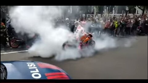 burnout marc Marquez in Jakarta mandalika||Indonesian MotoGP