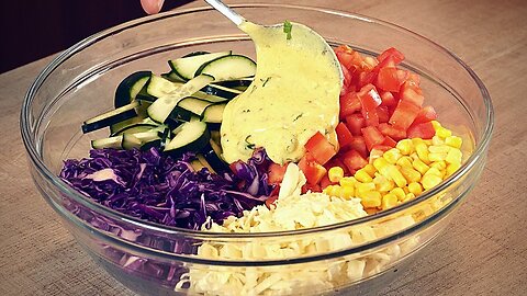 HONEY MUSTARD SOUCE RECIPE! -Cabbage, Corn, Tomatoes, Cucumber, Yogurt, Mayo...