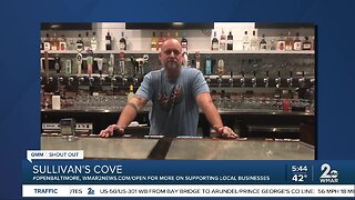 Sullivan's Cove says "We're Open Baltimore!"