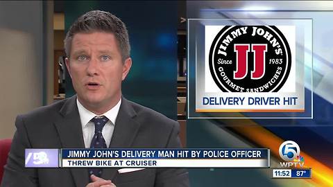 Jimmy John's delivery man hit by Miami officer, gets jailed