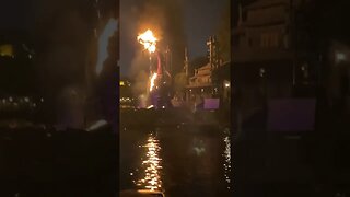 Dragon catches on fire during a Fantasmic show at Disney Land in Anaheim, California.