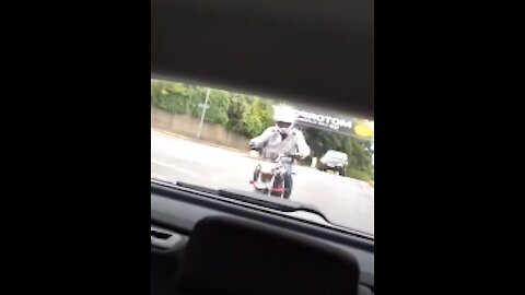 Biker Doesn't Look Whilst Driving And Crashes Into Sign In The UK #41