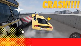 testing how to setup crash in BeamNG drive ,Yellow sports car crash