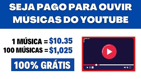 Ganhe $10,35 Ouvindo 1 Música do YouTube (Ouça 100 Músicas = $1.025) Ganhar Dinheiro Online 2023