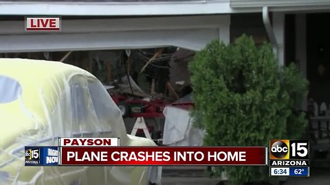 Plane slices through roof of Payson home
