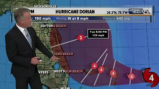 Category 4 Hurricane Dorian packing 150 mph winds, tropical storm watch in effect from Deerfield Beach to Sebastian Inlet