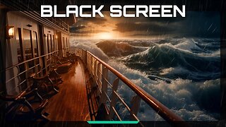 8 HR Wooden Cruise Ship Rain and Thunder Sounds For Sleep | Black Screen | Ocean Sounds