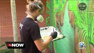 Colorful murals beautify the walls of Wellington Landings Middle School