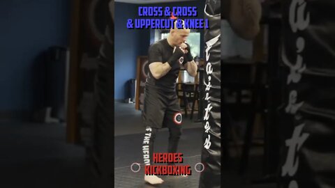 Heroes Training Center | Kickboxing "How To Double Up" Cross & Cross & Uppercut & Knee 1 | #Shorts