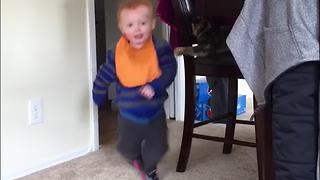 Cat Knocks Over A Toddler Boy