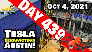 Tesla Gigafactory Austin 4K Day 439 - 10/4/21 - HUGE STEEL BEAMS GO VERTICAL IN DRIVE UNIT ALLEY!