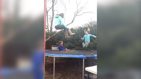 Little Girl Falls Through Trampoline