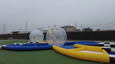 Crisscross water zorb ball inflatable track #inflatables #inflatable #trampoline #slide #jumping