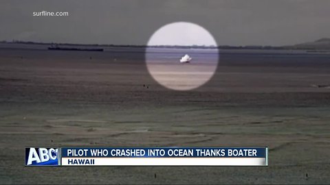 Navy pilot thanks boater for helping him after crash