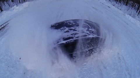 Epic Honda snow drifting filmed with drone