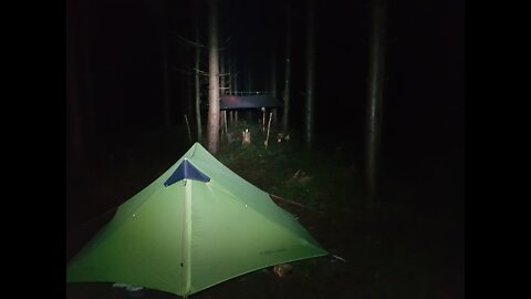Tent , tarp and firepit is cleared up. Left no trace. Time to hike back to the car to go home .